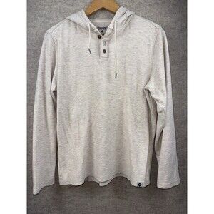 Threadgrit Men’s Henley Hooded Waffle Knit Long Sleeve Shirt Cream Size Medium